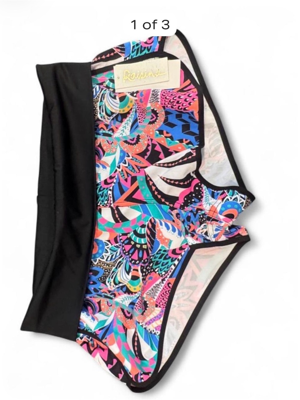 Raisins Girl's Multicolor Patterned One-Piece with Black Trim
